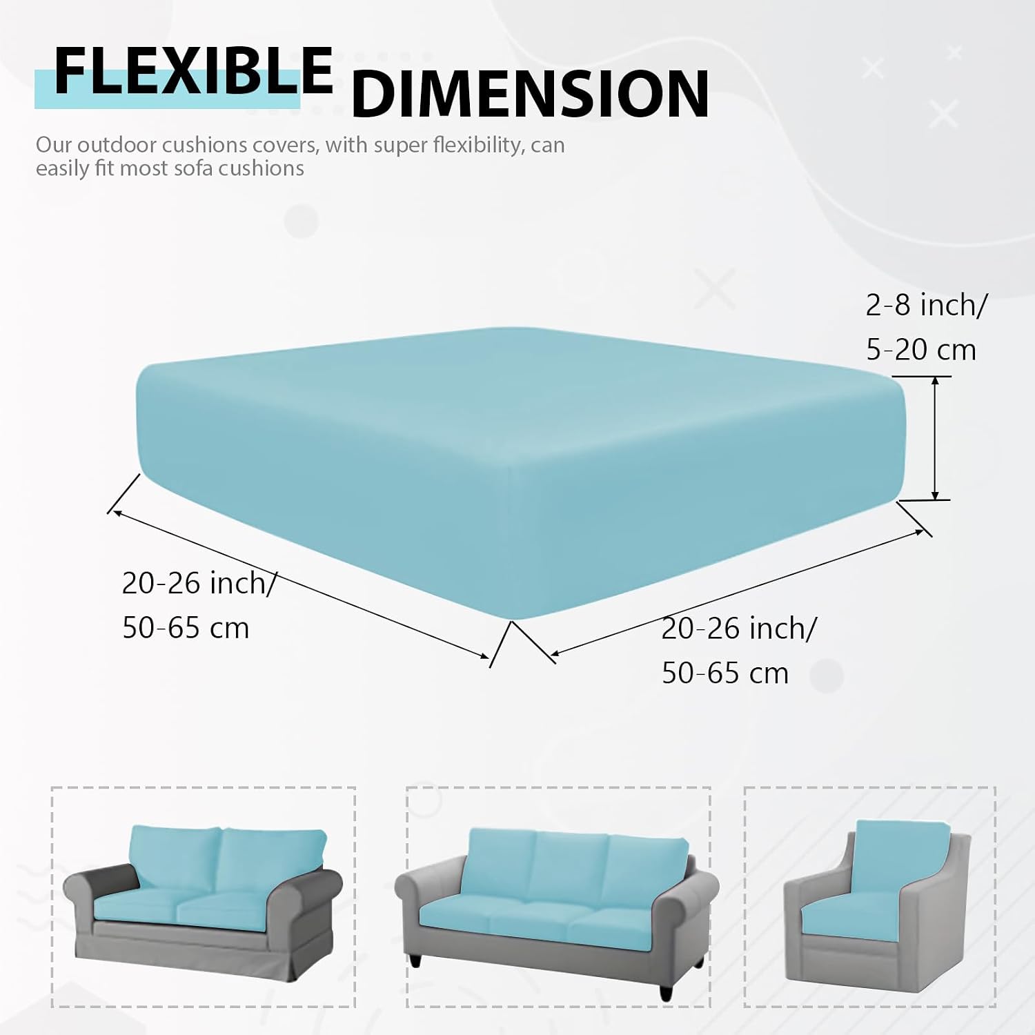 SK Studio 8Pcs Outdoor Cushion Covers Waterproof, Stretch Cushion Covers Replacement for Patio, Sofa Couch Furniture Protector Slipcovers Set, Purple