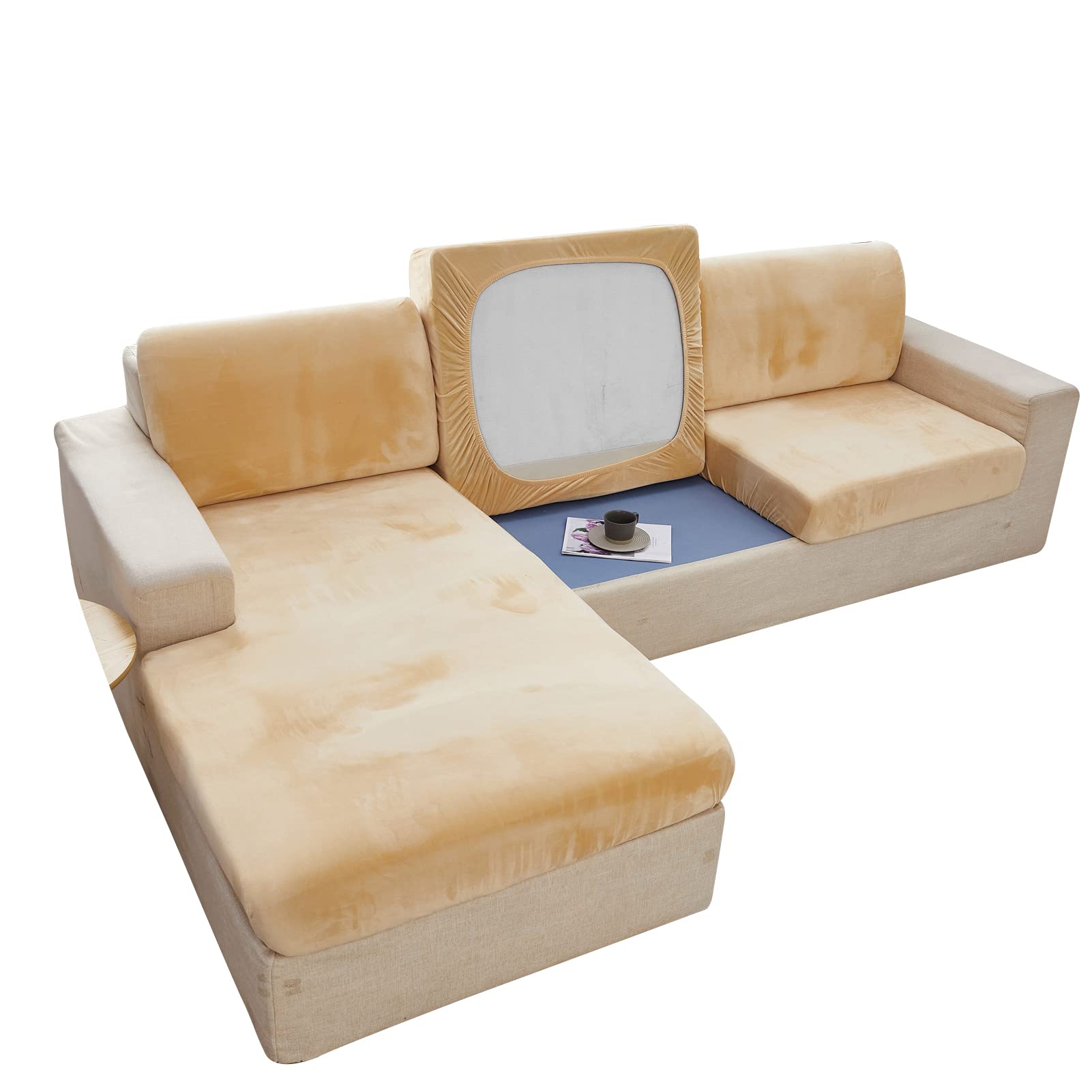 Housse de coussin de canapé velours extensible ajustable taille L