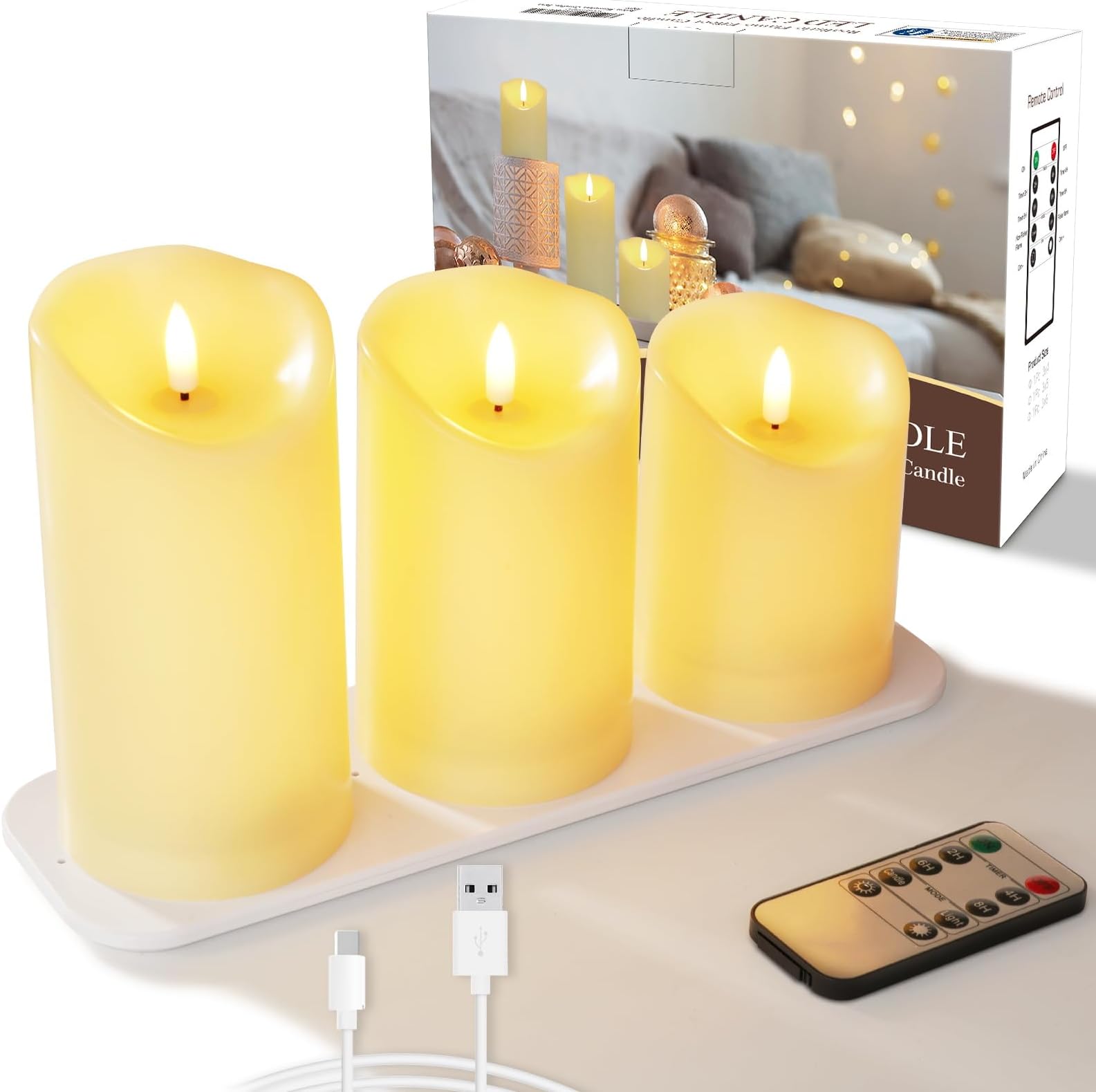 5plots Flameless Candles, 3pcs