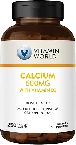 Vitamin World Calcium 600mg + Vitamin D3 250 Coated caplets