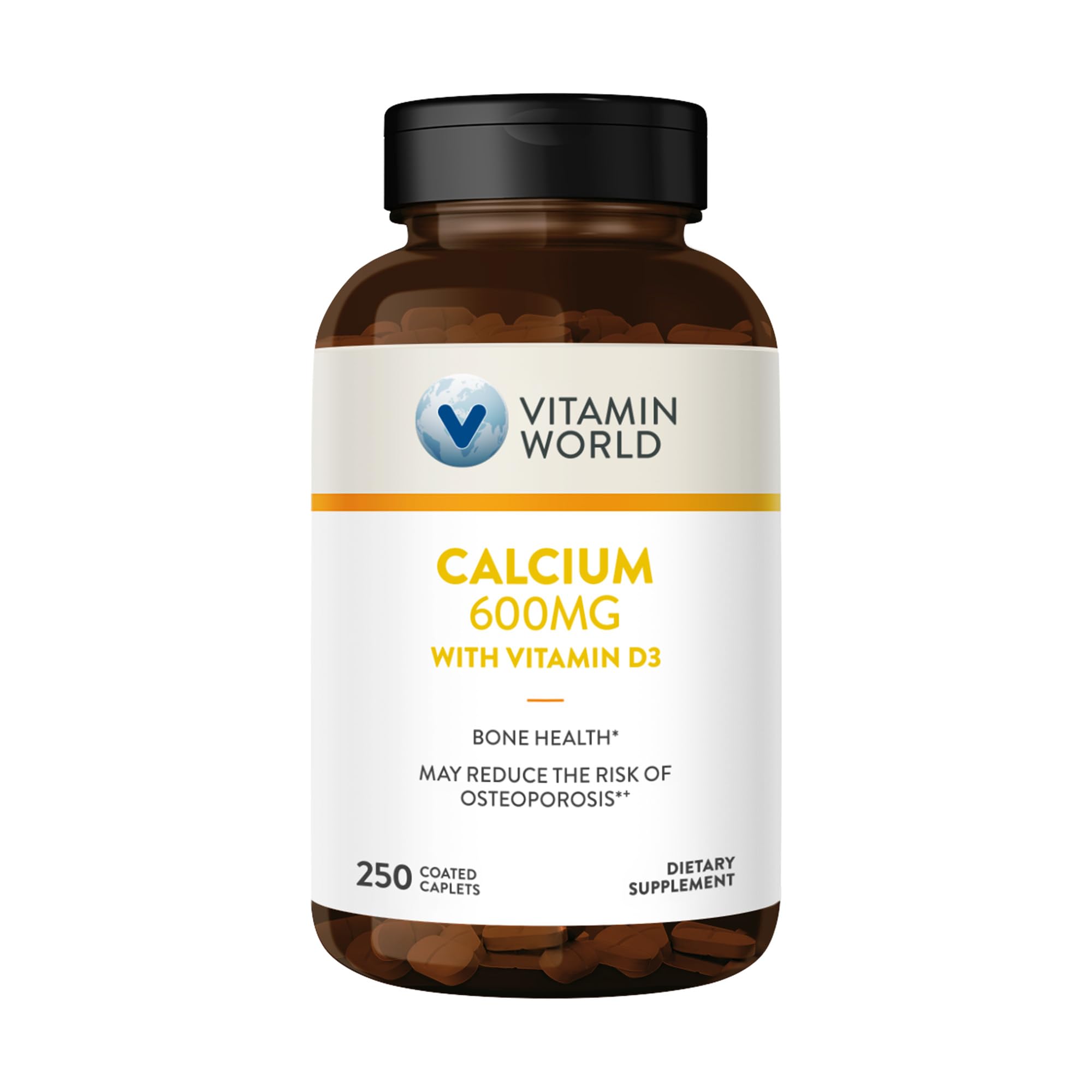 Vitamin World Calcium 600mg + Vitamin D3 250 Coated caplets