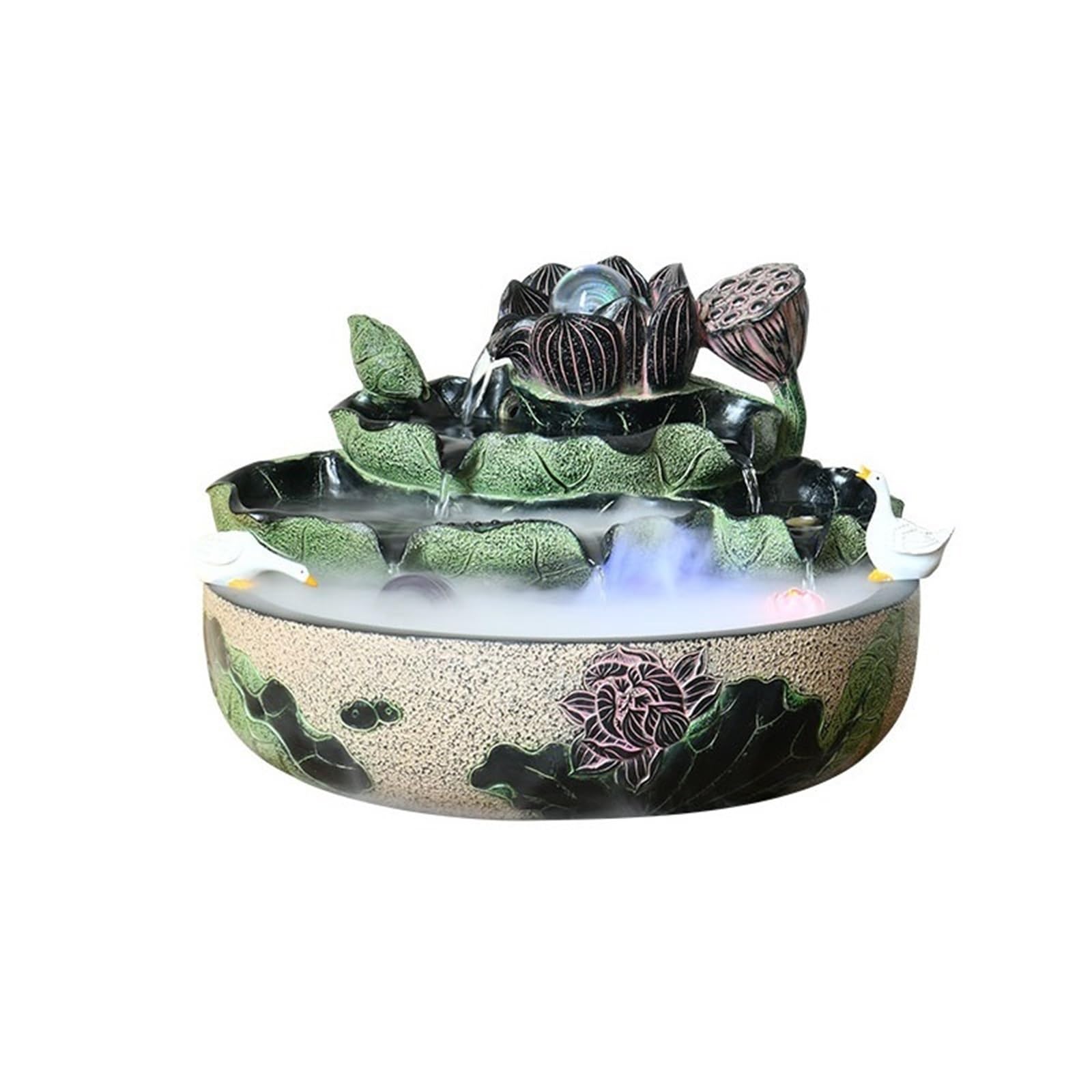 Water Feature Indoor Tabletop Water Feature Chinese Lotus and Flowing Ornaments Indoor Fountains