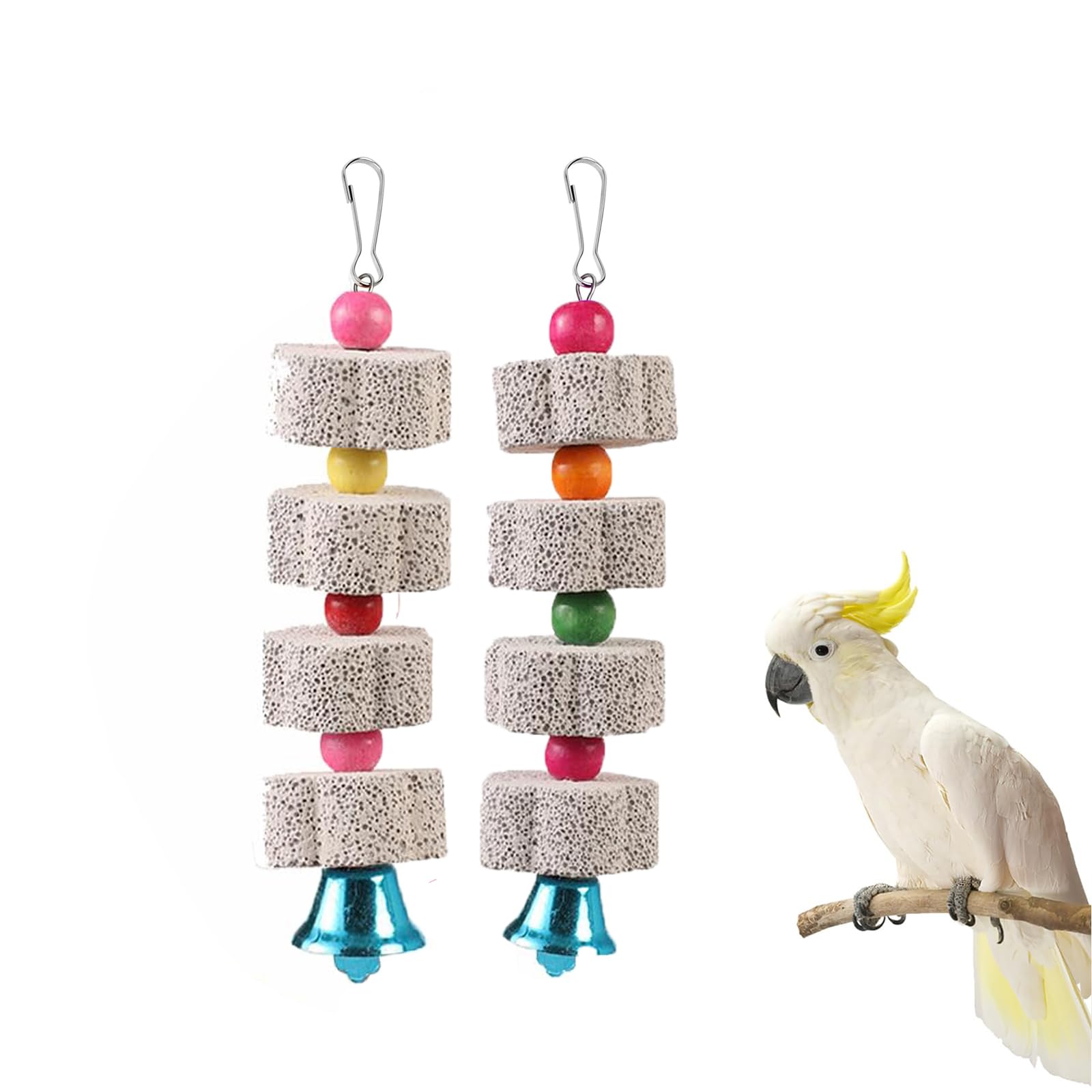 OYUUJII Parrot Chewing Toys,2 Pcs Hanging Parrot Treats Toys with Bell