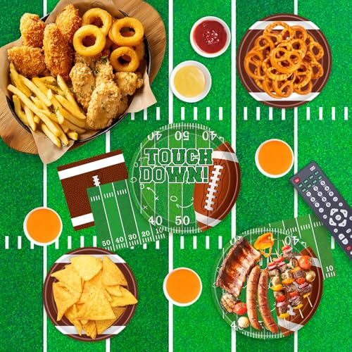 Football Party Decorations Football Party Supplies Dinner Plates Napkins Cups Banner Touchdown Tablecloth for Football Birthday Game Day Tailgate Decorations Serve 24 - Image 7