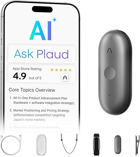 Plaud NotePin S AI Voice Recorder, Wearable AI Notetaker, AI Transcribe &...