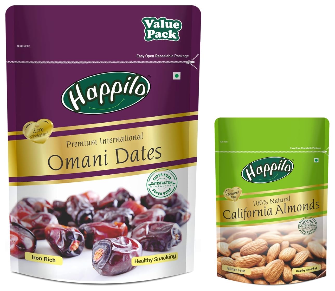 Happilo Fresh, 100% Natural Premium Californian Almonds, 200 Gram & Premium International Omani Dates Value Pack Pouch, 680 Gram (B093G1FL61) Amazon Price History, Amazon Price Tracker