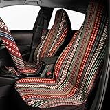 MICTOC Boho Seat Covers for Cars 5pcs Multi-Color Tribal Ethnic Style Striped Woven Blanket Hippie S