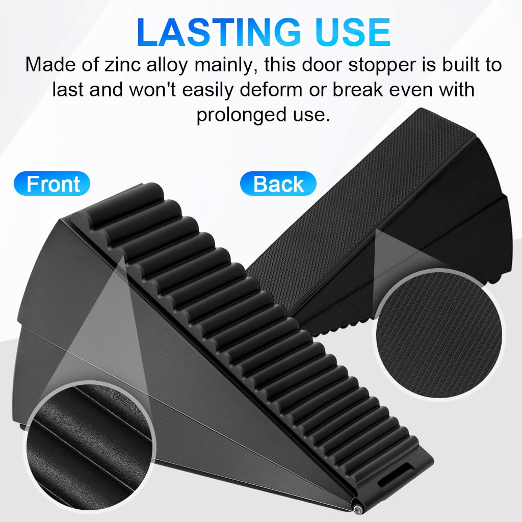 HASTHIP Door Stopper 3 Inch Tall Black Rubber Heavy Duty Wedge — Amazon image 3