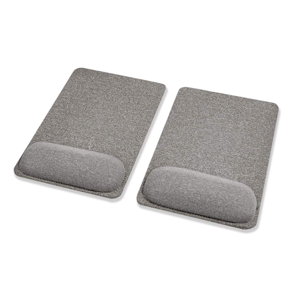 SenseAGE Pack of 2 Mouse Pads with Hand Rest, Mouse Mat with Cushion for All Mouse, Ergonomic Mouse Mat Against Wrist Pain for Office/Home Office, 22.5 x 15.5 cm, Mouse Mat, Grey