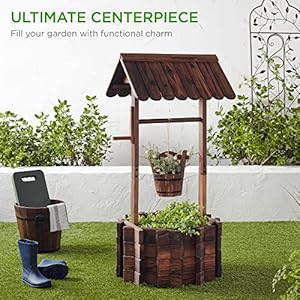 Best Choice Products Rustic Wooden Wishing Well Planter Outdoor Home Décor for Patio, Garden, Yard w/Hanging Bucket Best Choice Products Rustic Wooden Wishing Well Planter Outdoor Home Decor for Patio Garden Yard wHanging Bucket