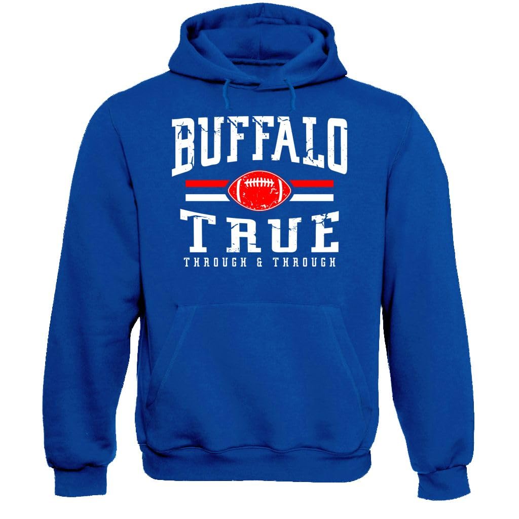 Retro Football Fans Vintage Men's Apparel, Buffalo - Royal Hoodie, Small โ image 1