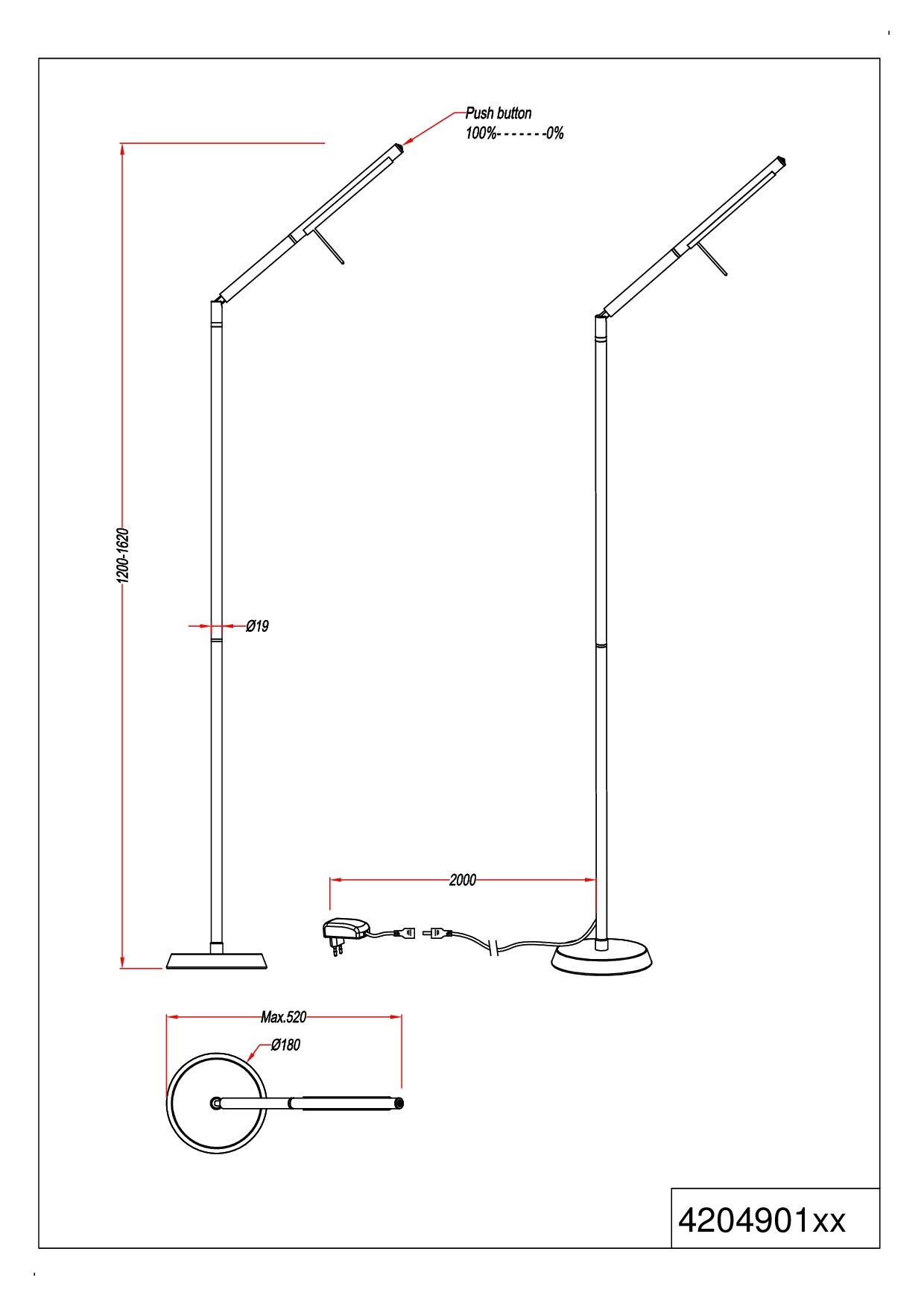 Trio Leuchten LED Stehleuchte Filigran 420490107, Metall Nickel matt, 1x 6 Watt, Tastdimmer