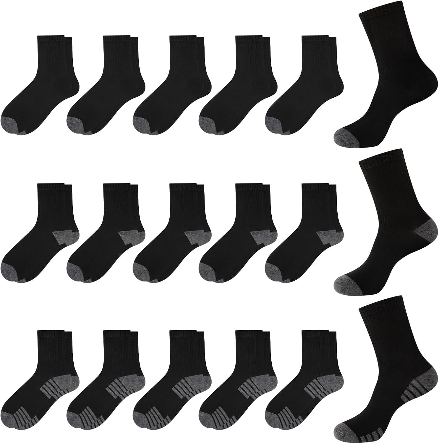 15 Pairs of Thin Crew Socks for Men & Women - Breathable Casual Socks in Bulk Wholesale Value Classical Pack - Image 7