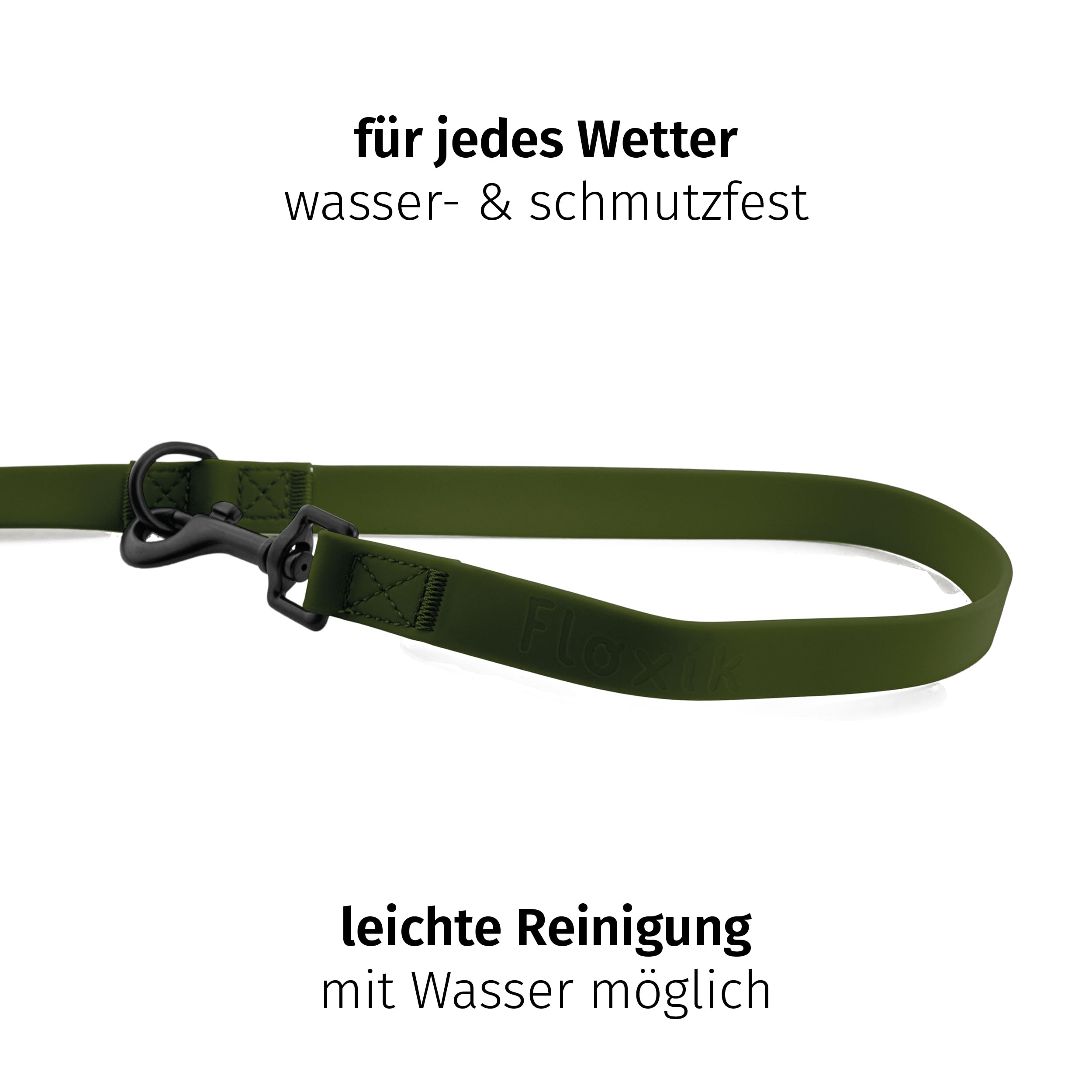 Floxik PVC Hundeleine 3m Grün | 4 Längen verstellbare Führleine für mittlere & große Hunde | Schmutz- & Wasserfest | Ideale Umhängeleine für das nächste Abenteuer mit deinem Liebling