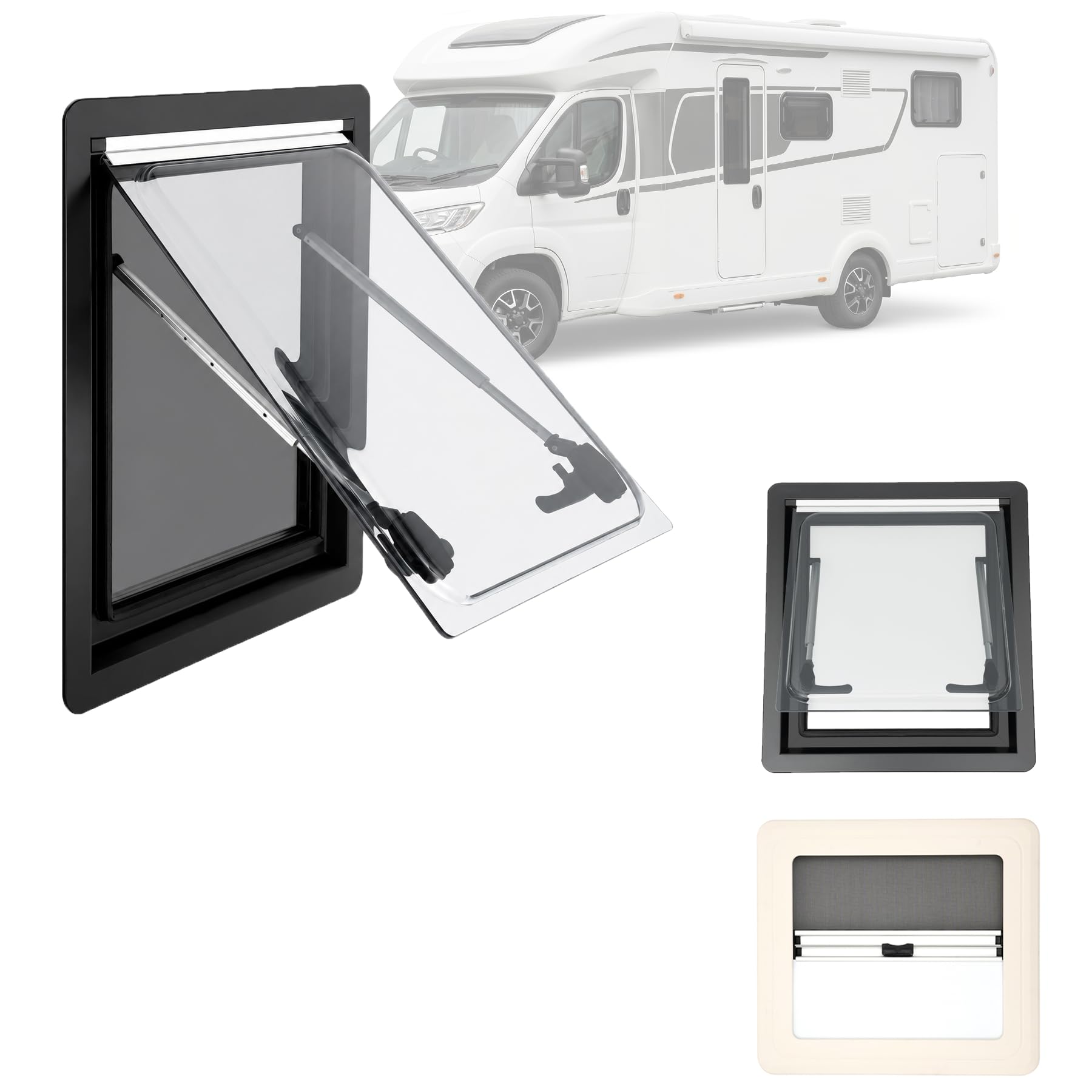 45x50cm Ventana de caravana 70°Ventana Camper Homologada | mosquitera con certificado ECE 43R, vidrio templado, para utocaravanas remolques camionetas conversión caravanas verticales