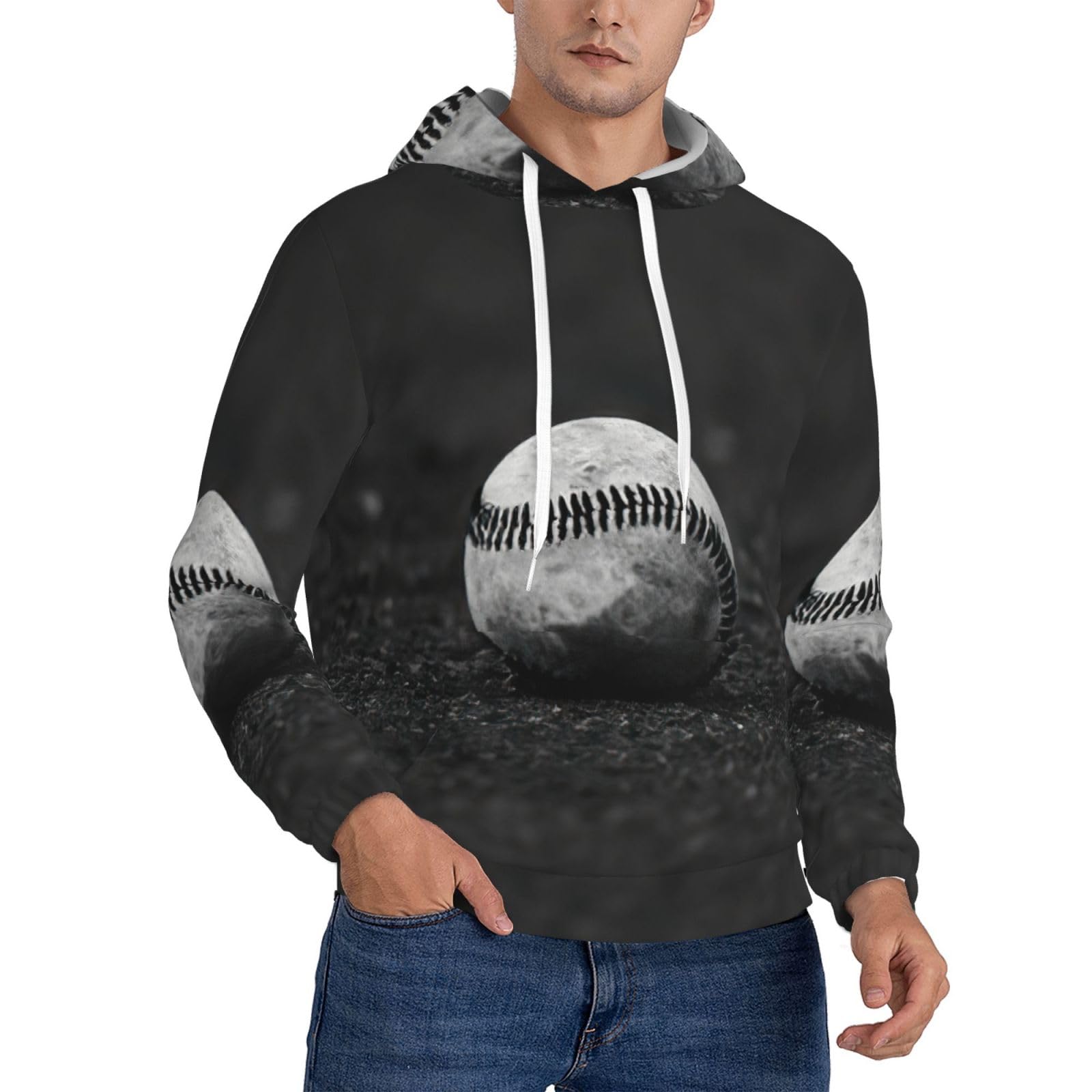 Sweat à capuche imprimé baseball homme EdWal pull polyester avec poche - 8