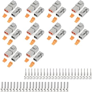 JRready ST6251 Deutsch DTP Connector Kit 2 Pin Waterproof Connectors 10 sets with Size 12 Stamped Contacts/Terminals 14-12AWG 22Pairs