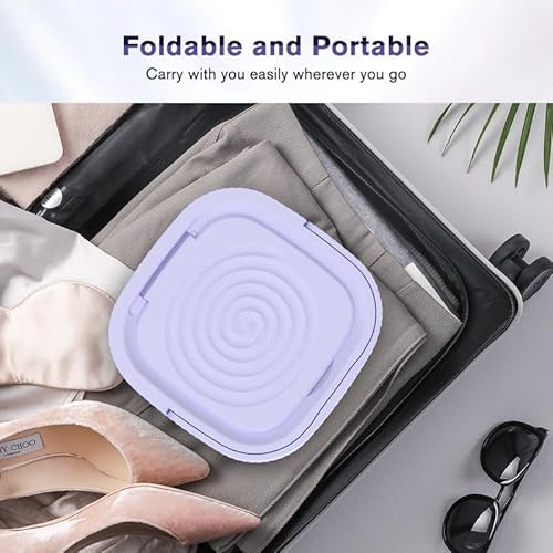 Portable Washing Machines, 10L Foldable Mini Washing Machine, Compact Washing Machine for Baby Clothes, Underwear or Small Items, Apartment, Dorm, Camping, RV Travel Laundry- Gift Choice, Purple - Image 6