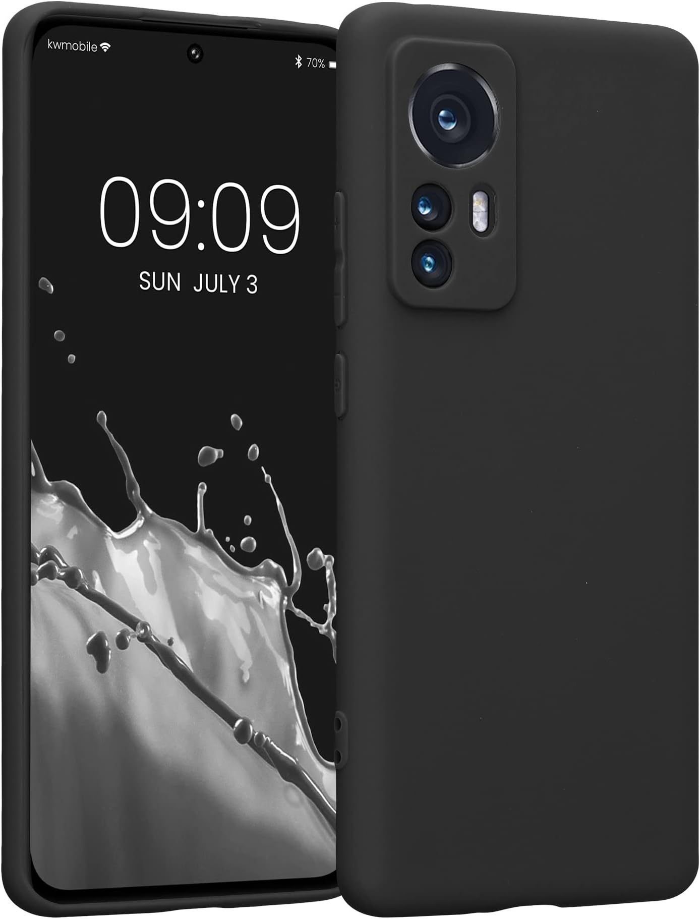 kwmobile Case Compatible with Xiaomi 12 / 12X Case - Protective Slim TPU Phone Cover - Soft Matte Finish - Black Matte