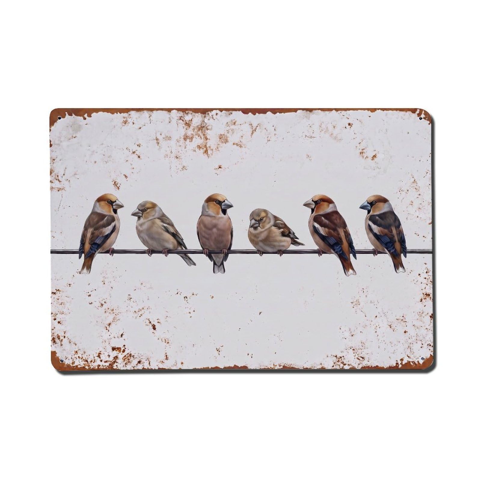 Vintage Retro Birds Hawfinch Metal Tin Sign