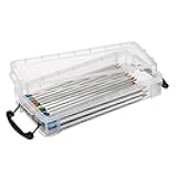 1 Pack Modern Plastic Pencil Box, Clear Marker Organizer, Stackable Storage Box for Painting Brushes Pencils, Crayon Case Pen Container with Snap-tight Lid for Drawing Tools Small Items (Black)