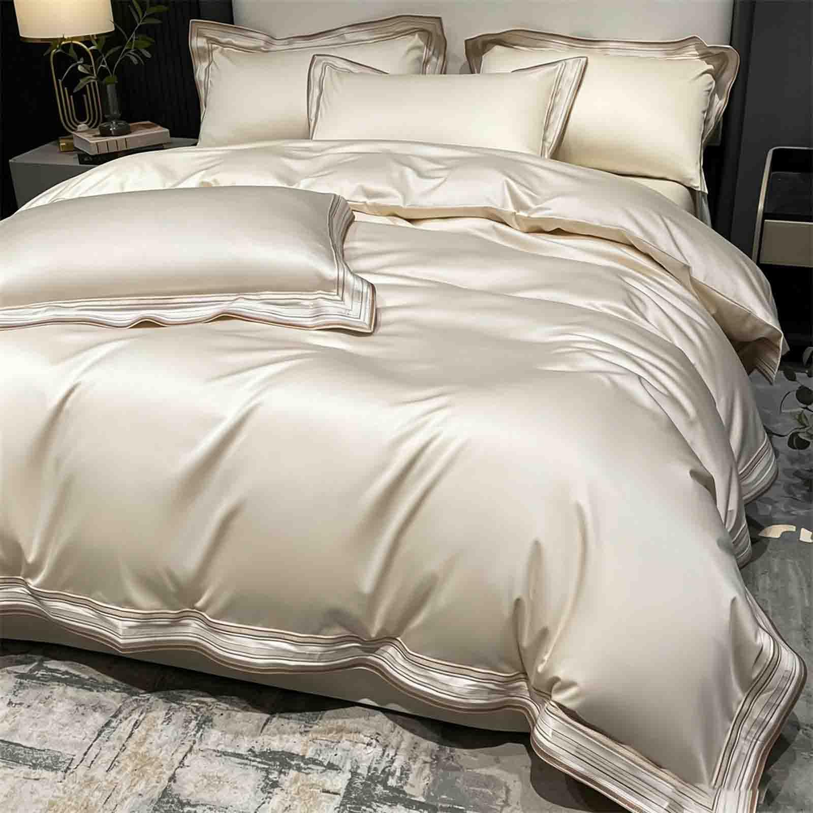 Drap plat 2 personnes en coton à longues fibres blanc pour un lit haut de gamme