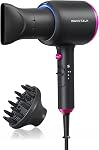 Wavytalk Hair Dryer with Diffuser, Blown Away Ionic Hair Dryer for Curly Hair with Comb, 1875W Fast Drying Blow Dryer with Ceramic Technology, 3 Attachments for All Hair Types, Light and Quiet, Purple
