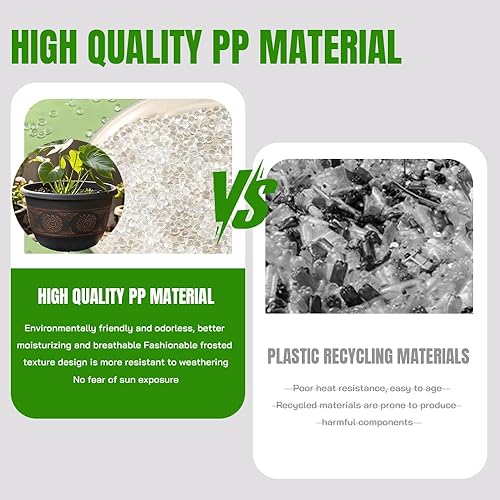 Miniatura 3 de Paquete de 4 macetas de 10 pulgadas, macetas con patrón retro con agujeros de drenaje y platillo, macetas de jardín de plástico resistentes para