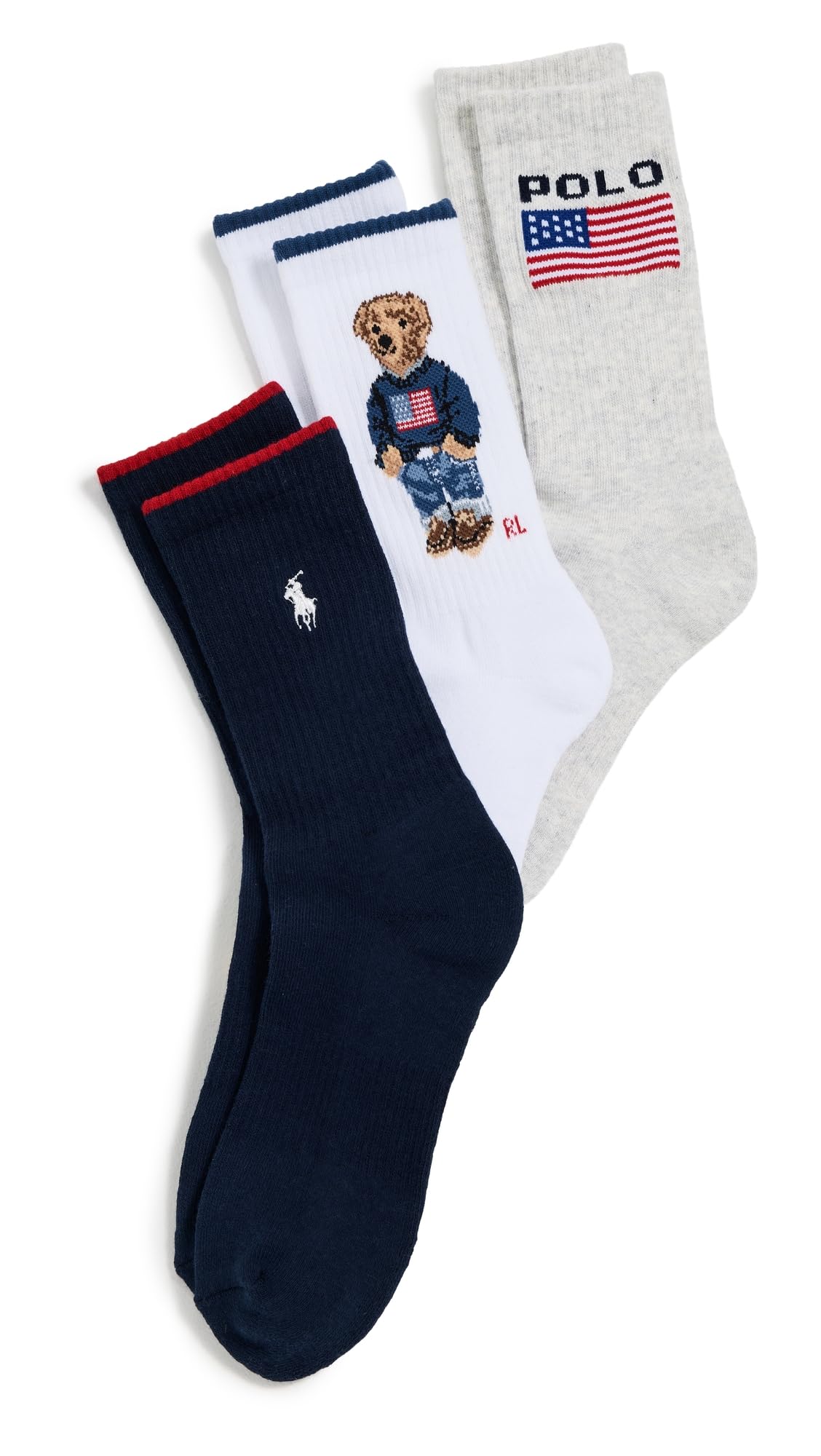 Women's Flag Bear Socks 3 Pack