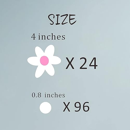 Miniatura 7 de Calcomanías de pared de flores de margaritas con puntos, calcomanía de vinilo para habitación de niños, decoración de pared para habitación de