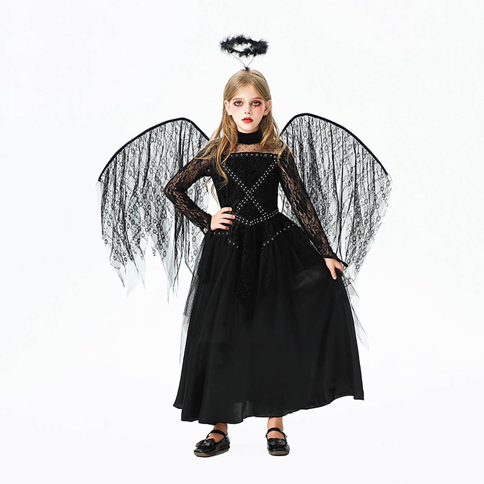 Genérico Disfraz Halloween NiñA 3 AñOs,Disfraces De Halloween Para NiñAs Estilo áNgel Oscuro Estilo Europeo Y Para NiñOs