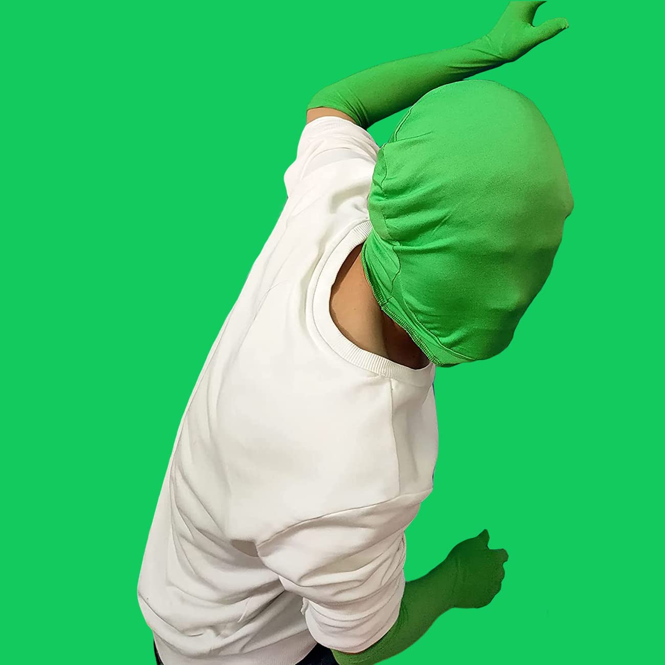 Fotografia Chromakey Guanti verdi e cappuccio, effetto invisibile sfondo verde guanti per studio fotografico video effetto speciale live streaming