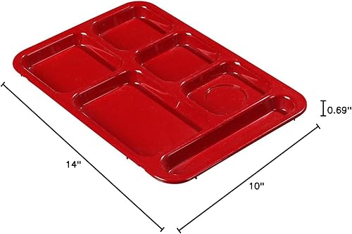 Miniatura 7 de Carlisle FoodService Products Right-Hand 6-Compartment Tray, 10" x 14", Red, (Pack of 24)