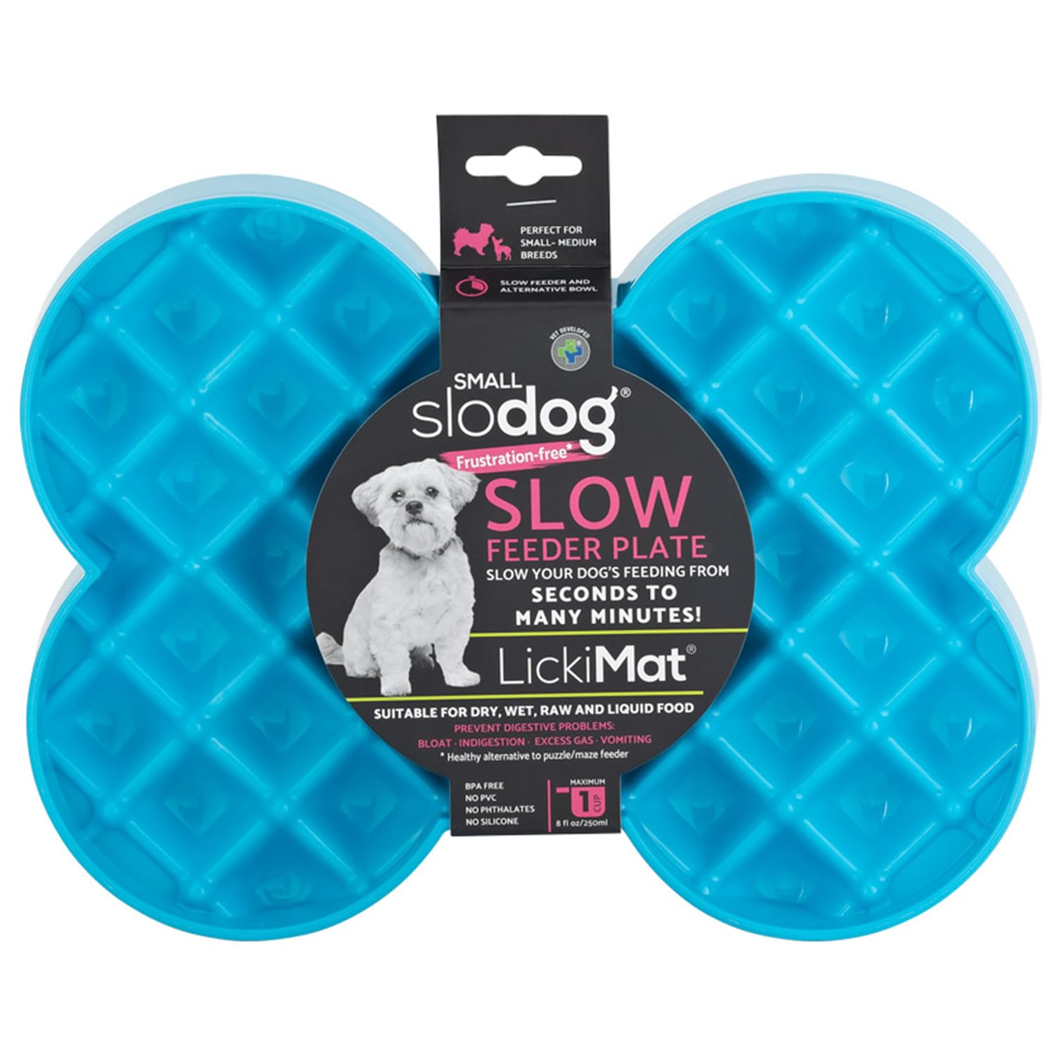 LickiMat Small Slodog Suitable for Wet Food, Raw Food, Kibble and Treats. Perfect Fun Feeder for Small and Medium-Sized Dogs. No Gulp and No Frustration, Turquoise.
