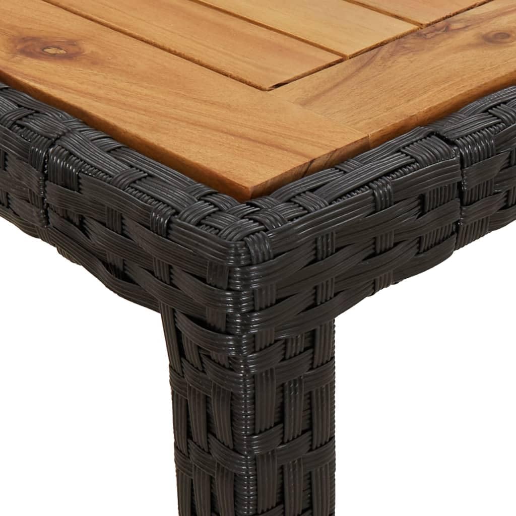 Patio Table,Outdoor Dining Tables,Dinette Tables,Display Tables,Garden Furniture,Snack Tables,Game Tables,for Patios,Decks,Lawns,Gardens, 74.8"x35.4"x29.5" Poly Rattan and Acacia Wood Black