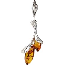 Holiday Gift Shops Amber Jewelry for Women - Sterling Silver and Baltic Amber Pendant Necklace Alicia, Includes 18 inches 925 Sterling Silver Chain, Made in Poland