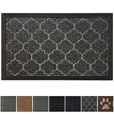GRIP MASTER Durable All-Natural Tough Rubber Doormats, 29x17 Size, Waterproof Boots Scraper Mats, Commercial Heavy Duty Indoor Outdoor Door Mat for Winter Snow, Low-Profile Easy Clean, Gray Quatrefoil