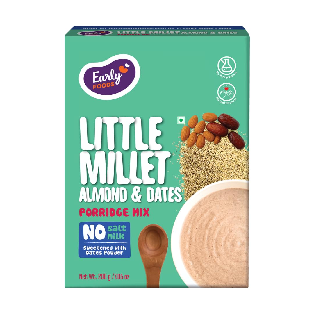 Early Foods - No Added Sugar No Salt Porridge - Little Millet Cereal with Dates Porridge Mix | No Preservatives | Kids Cereal | Sweetened with Dates | No Milk Powder 200g-picture-19