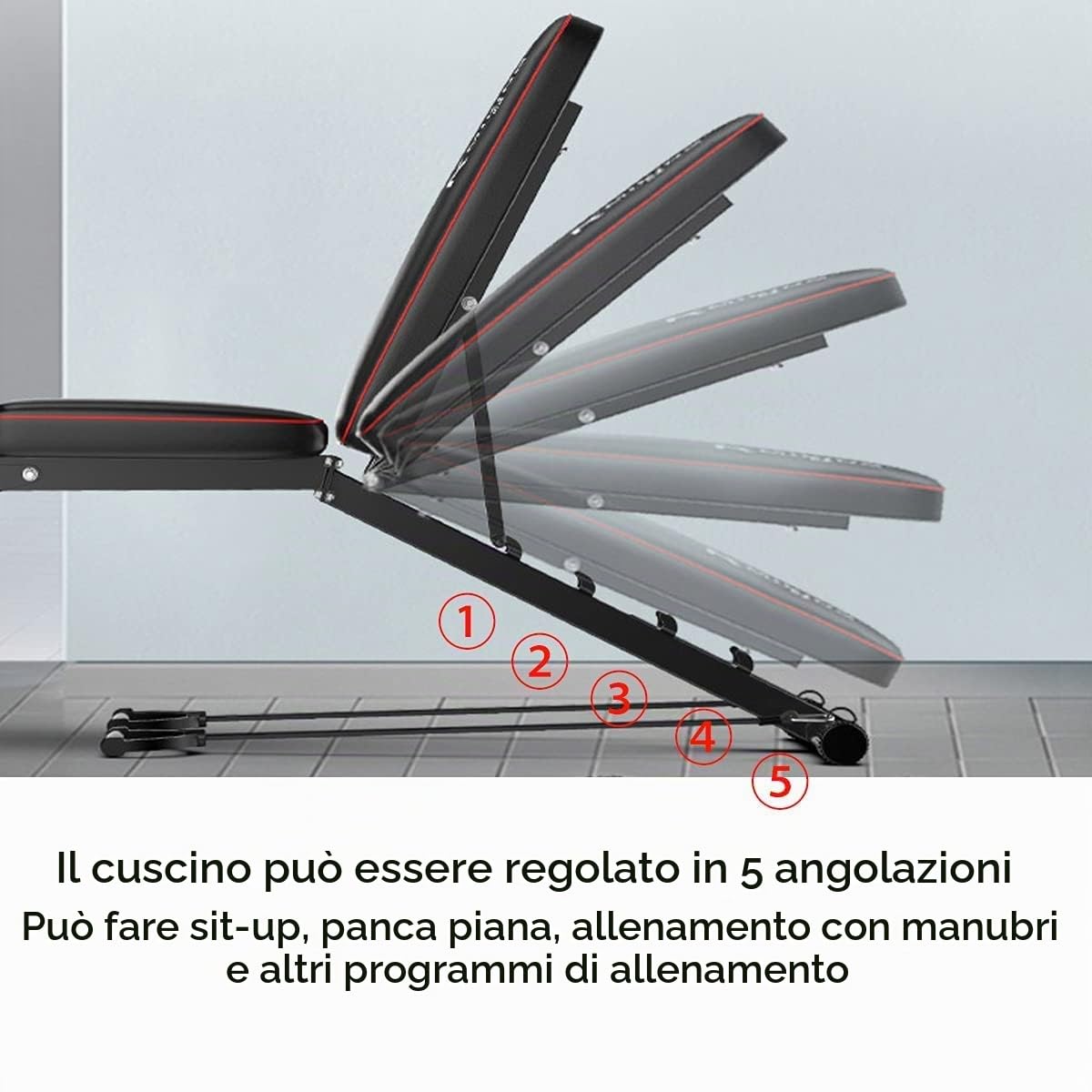 Panca Multifunzione, Panca per Pesi Regolabile, Sollevamento Pesi, Allenamento Gambe e Panca per Allenamento, Nero(132 * 113 * 46cm)