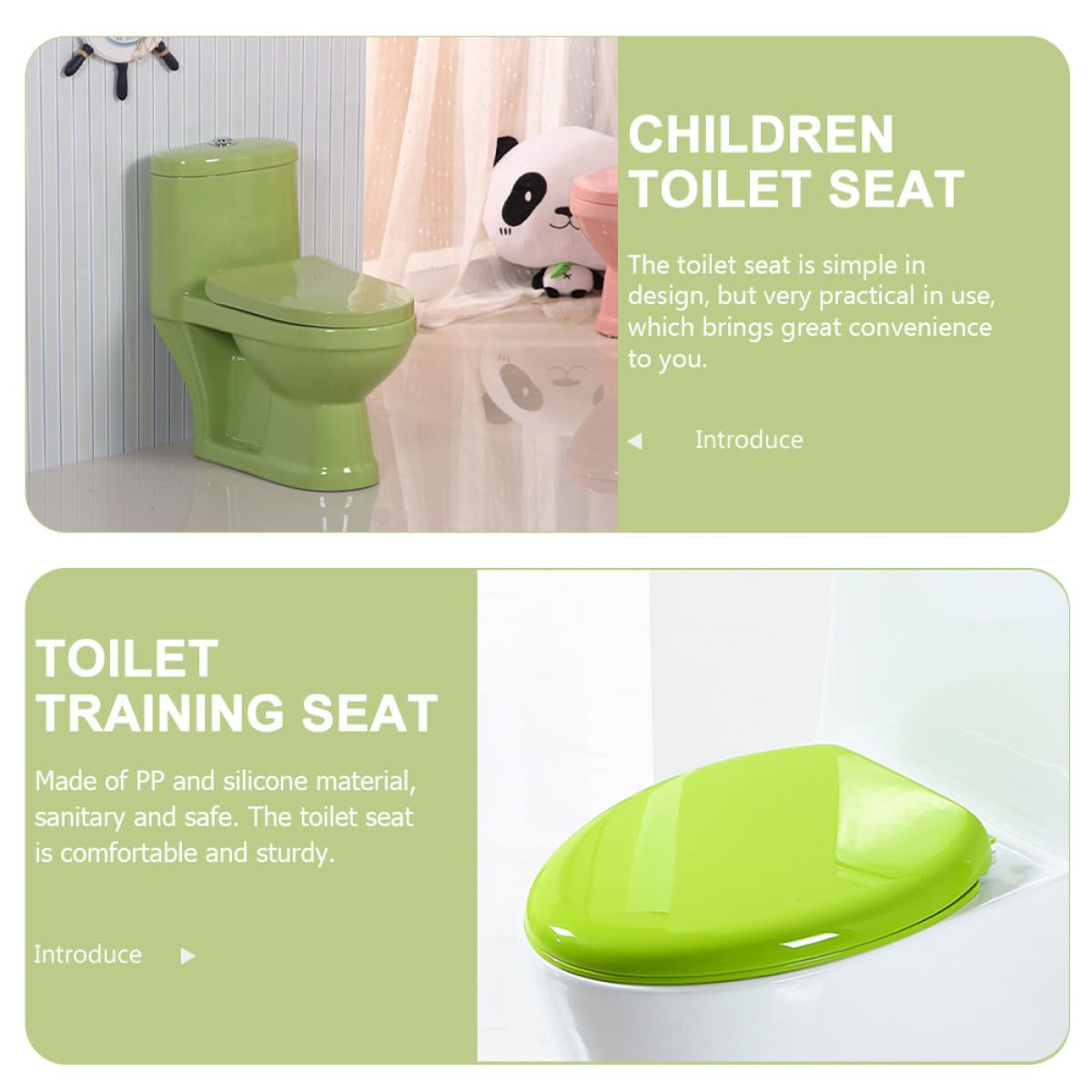 Asiento y Pp Material Color de Fácil Claro Verde Sanitario Inodoro Instalar para Niños Pequeños Adecuado para Entrenamiento y Viajes