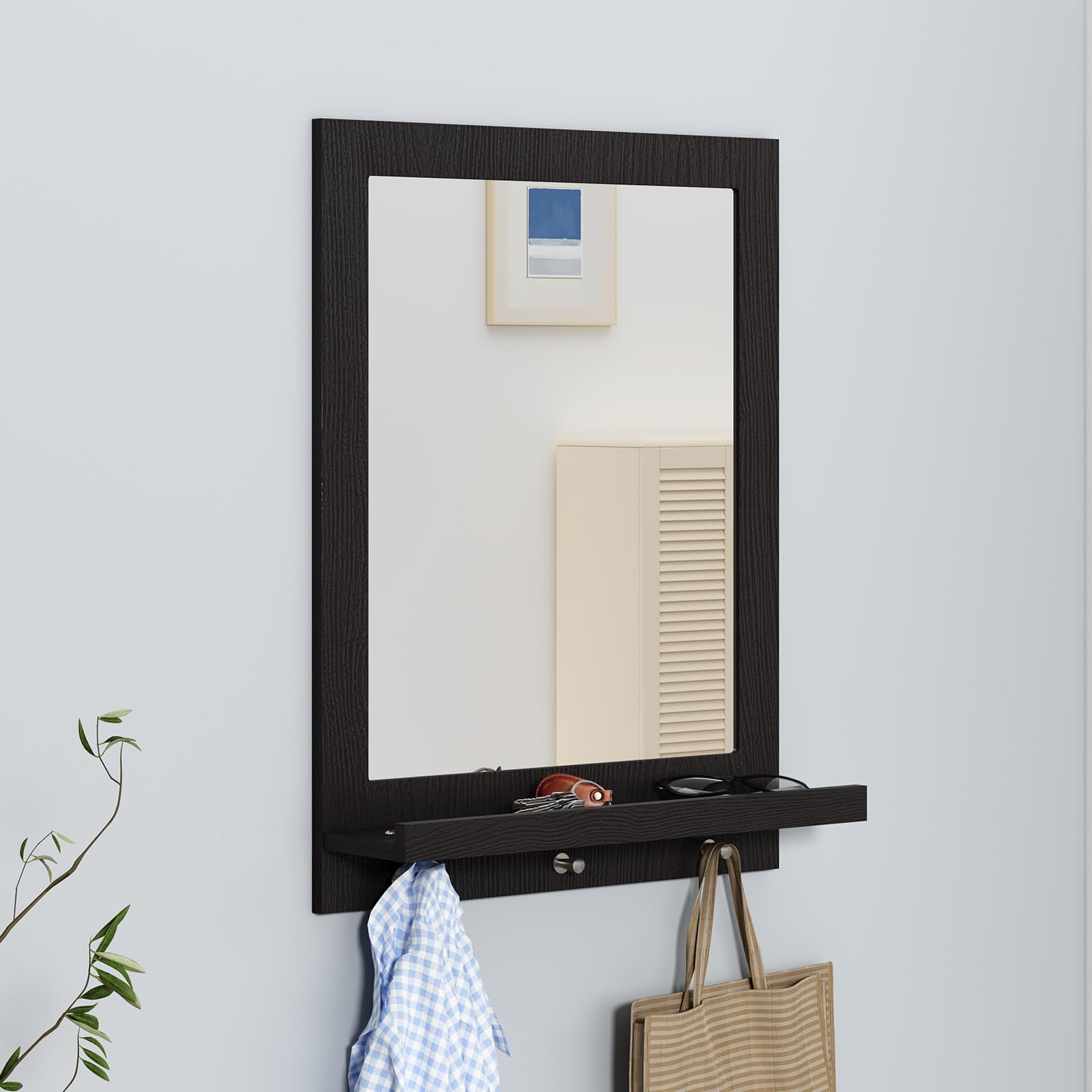 ARTPOWER Wood Mirror with Hooks