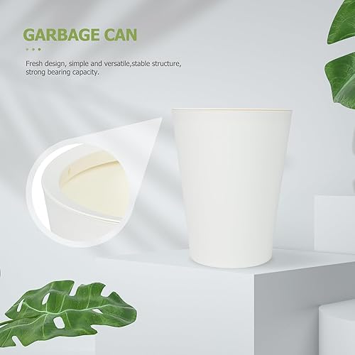 Miniatura 9 de Contenedor de basura blanco cesta de basura redonda para el hogar, cubo de basura para almacenamiento de reciclaje de papel desechado, 11.4 pulgadas