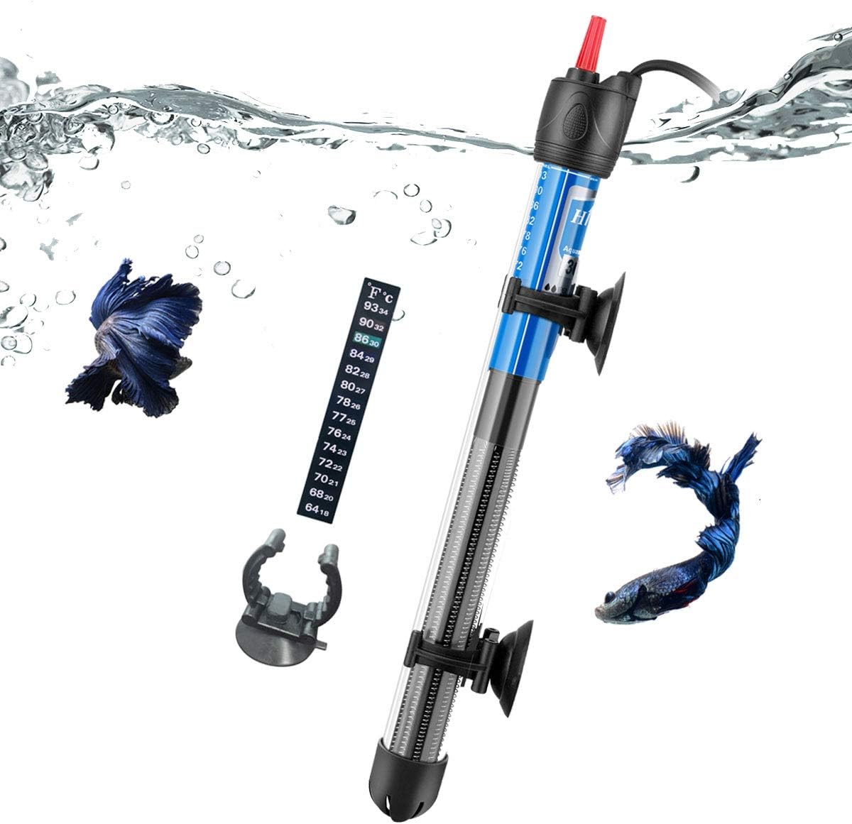 FEDOUR 50W 100W 300W Submersible Adjustable Aquarium Heater, for 5 – 65 Gallon Fish Tank (300W for 25~65gallon)