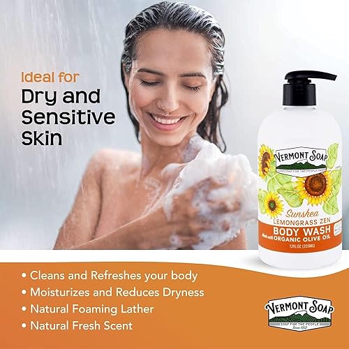 Miniatura 3 de VERMONT SOAP Gel de baño, gel natural con manteca de karité, gel de gel suave para hidratar y calmar la piel, gel de baño sin fragancia para mujeres