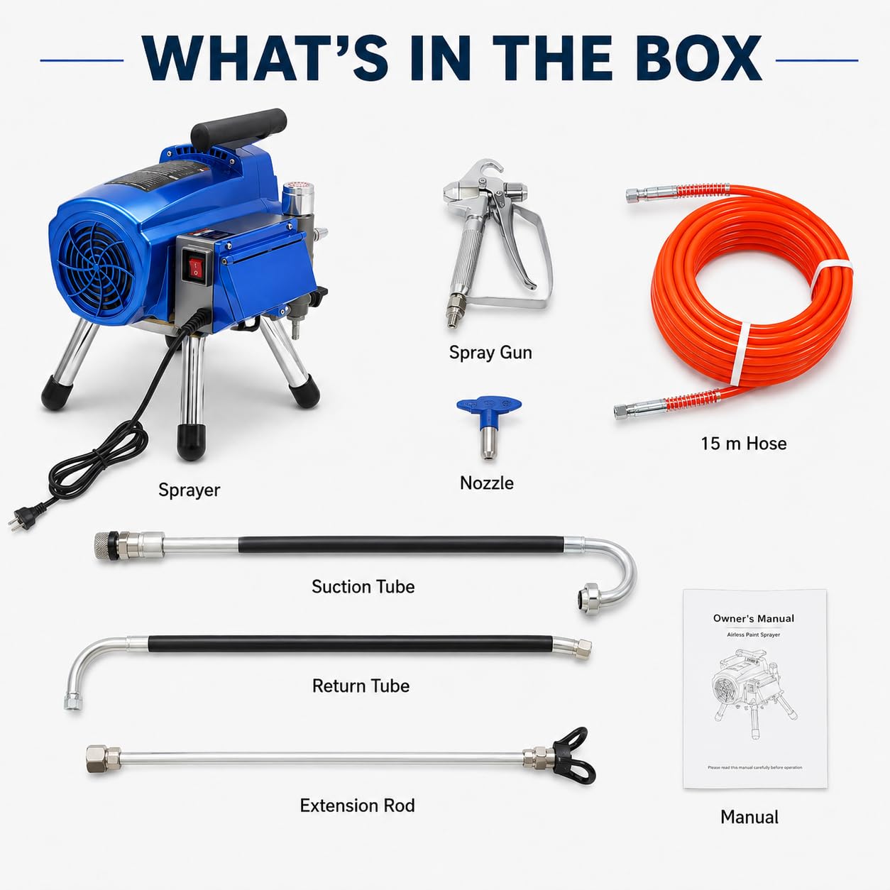 Aerosol Profi Airless 3000 W, pulverizador con control de presión, pulverizador de 23 MPa, sistema de pulverización de alta presión Airless 2,7 L/min (azul)