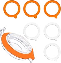 6 Pcs Silicone Canning Jar Gaskets, 3.74in Silicone Airtight Seals Leakproof Replacement Seal Rings for Mason Regular Mouth Glass Canning Jar(White, Orange)