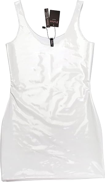 Women's Shiny Patent Leather Sleeveless Slim Fit Dress
