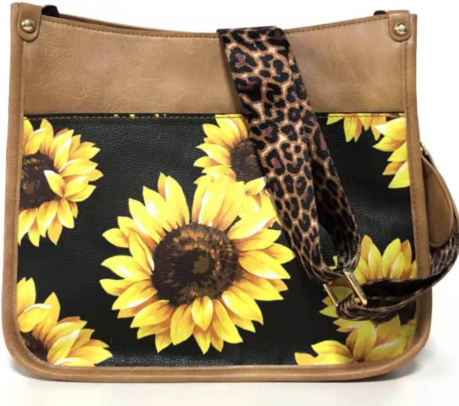 Downupdown Crossbody Bags for Women Designer Satchel Handbags Leather Purse Shoulder Bag with Leopard Print Shoulder Strap