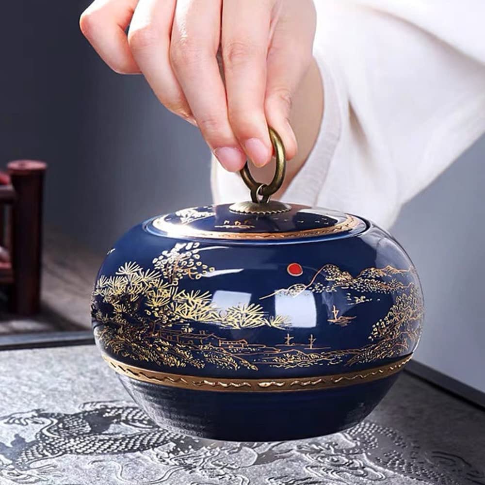 Kawa Pieczęcie Pieczęci Słoik Słoik słoik z fasolą kawy Słoik 12.1 cm Wzór krajobrazu herbata caddy ceramiczna herbata słoik domowy pudełko na herbatę do przechowywania