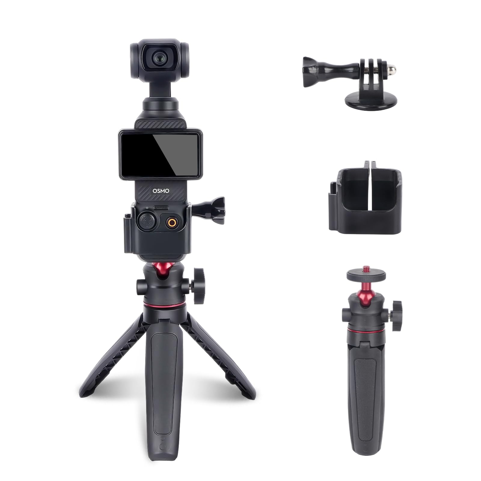 Mechrig Osmo Pocket 3 Extension Adapter Kit with Cold Shoe Mounts & Mini Tripod | Vlogging Frame Accessories for DJI Osmo Pocket 3 Creator Combo
